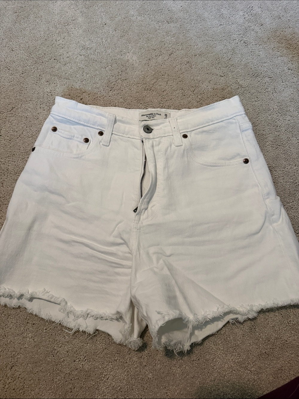 Abercrombie & Fitch White Frayed Hem Denim Cutoff Shorts
